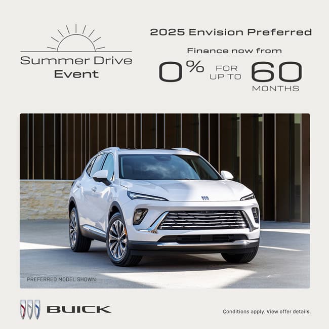 Pre-owned sales event ad featuring vehicles, mountains, and promotional offers, including a $500 bonus and free oil changes.