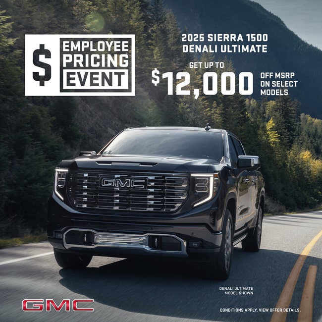 Pre-owned sales event ad featuring vehicles, mountains, and promotional offers, including a $500 bonus and free oil changes.