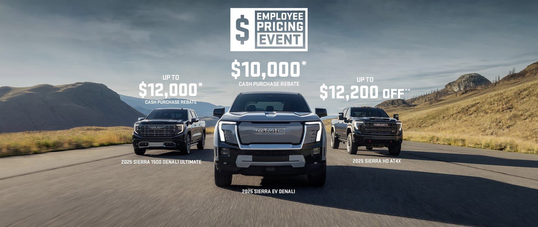 "Unleash Your Summer Adventure" sales event banner with scenic backgrounds and featured vehicles.